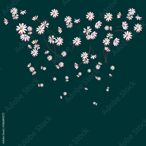 Print with dasiey flowers for graphic tee t shirt or poster - Vector