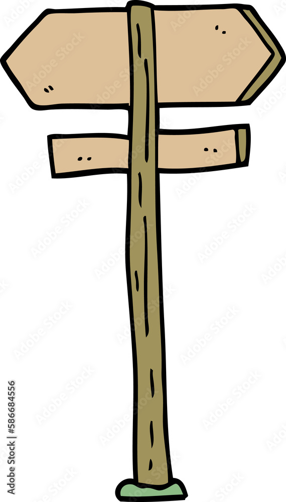 cartoon doodle direction sign