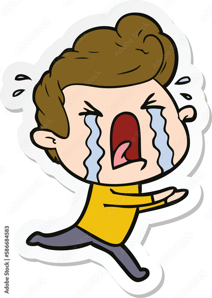sticker of a cartoon crying man sticker of a cartoon crying man
