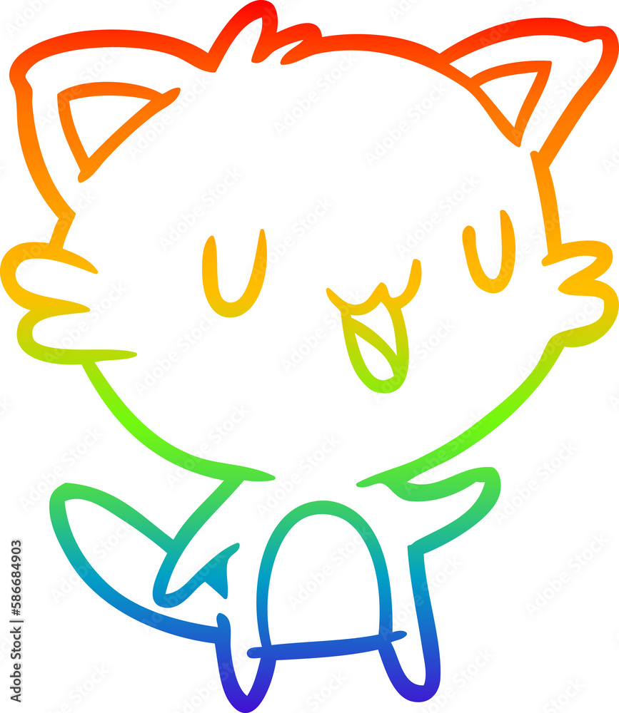 rainbow gradient line drawing happy cat rainbow gradient line drawing happy cat