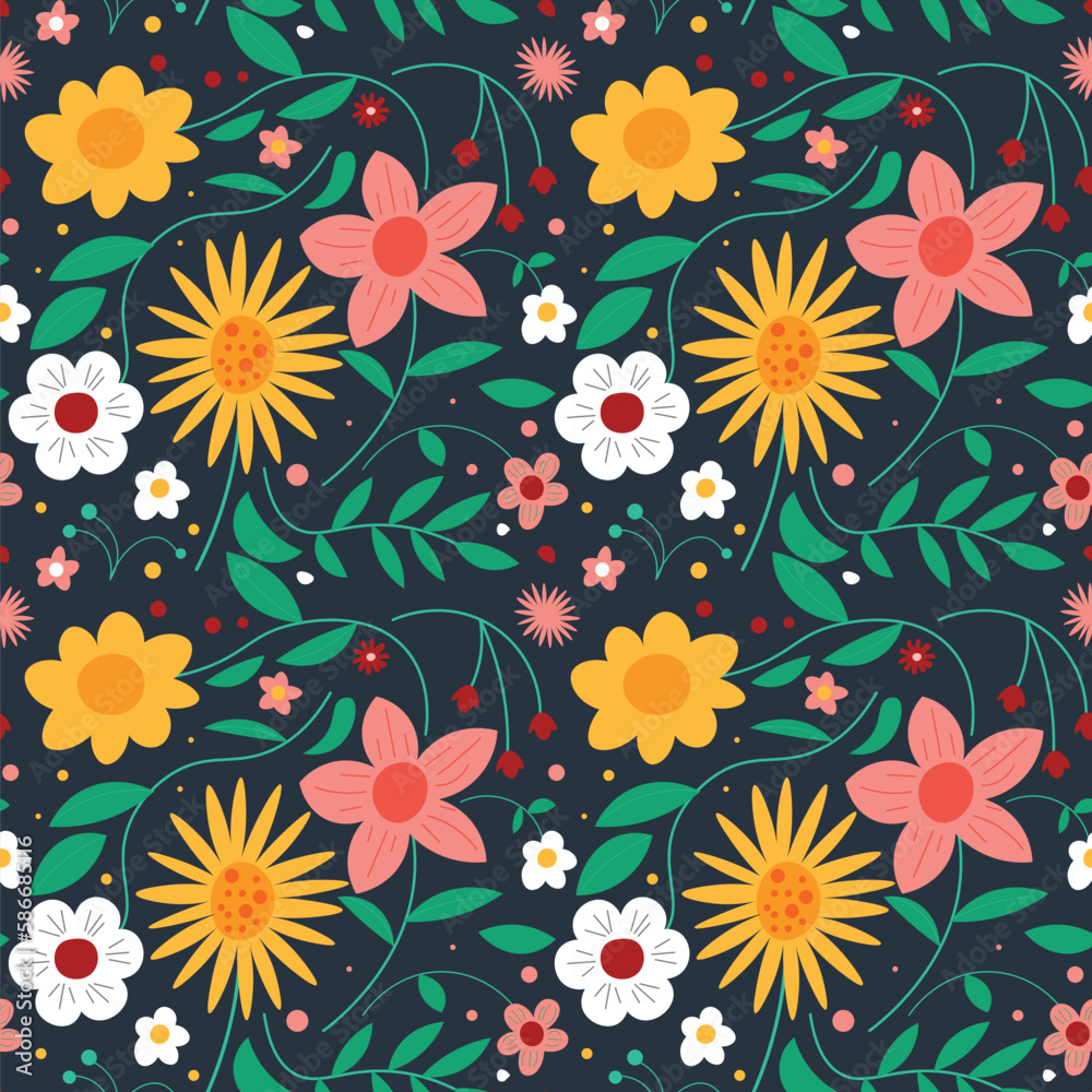 Floral shape seamless pattern.