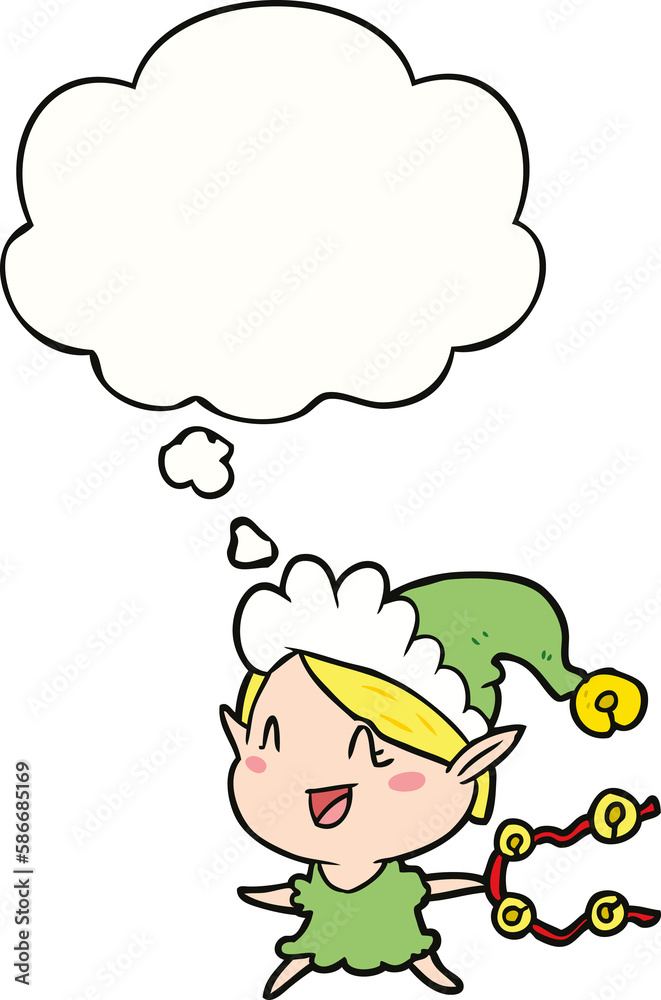 cartoon happy christmas elf and thought bubble cartoon happy christmas elf and thought bubble