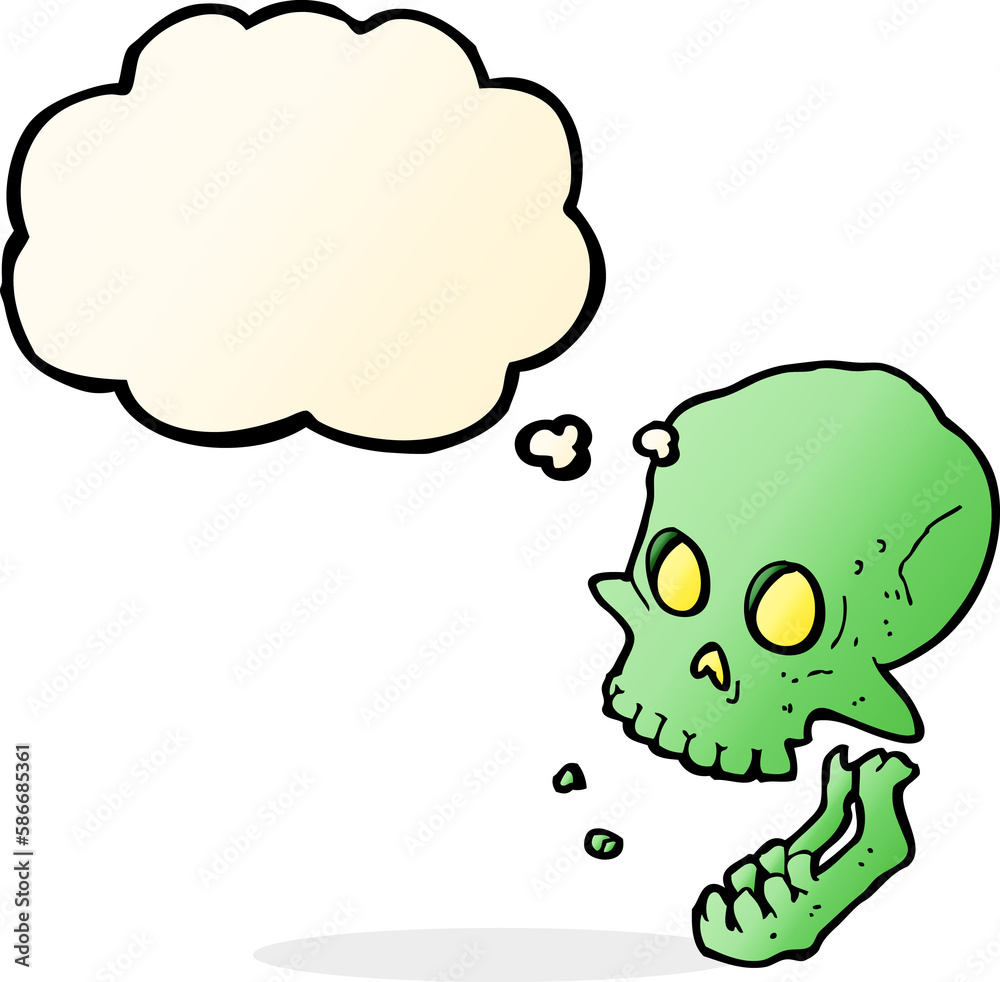 cartoon laughing skull with thought bubble cartoon laughing skull with thought bubble