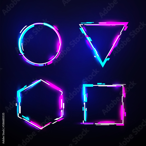 Neon Color Cyber Glitch Shape Set