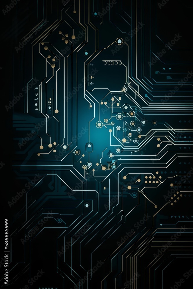 TRON style minimalist circuit board background.Generative AI TRON style minimalist circuit board background.Generative AI