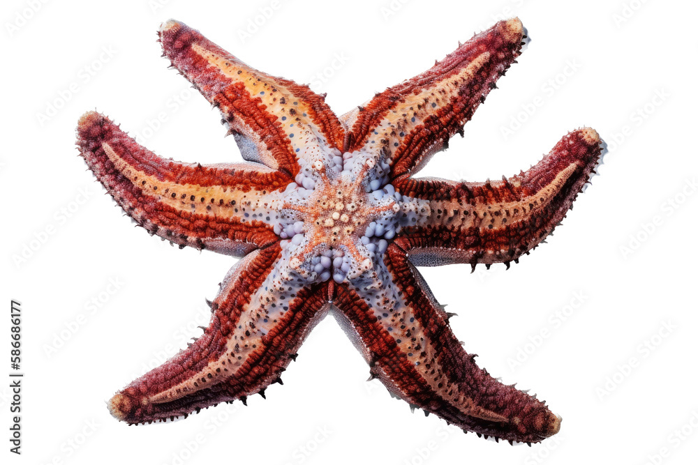 an isolated purple, orange starfish, ocean-themed photorealistic illustration on a transparent background cutout in PNG, generative ai an isolated purple, orange starfish, ocean-themed photorealistic illustration on a transparent background cutout in PNG, generative ai