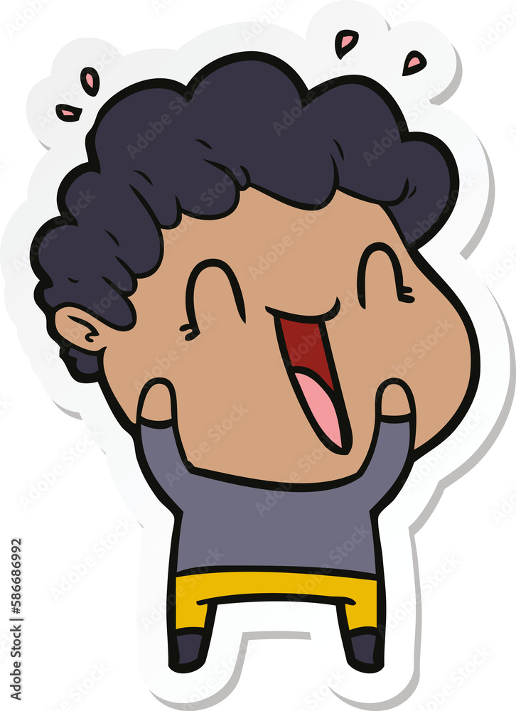 Fototapeta premium sticker of a cartoon happy man