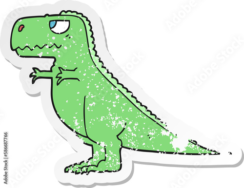 distressed sticker of a cartoon dinosaur © lineartestpilot