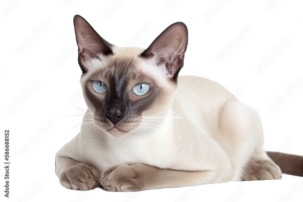 Siamese Oriental Cat On Isolated Transparent Background, png. Generative AI