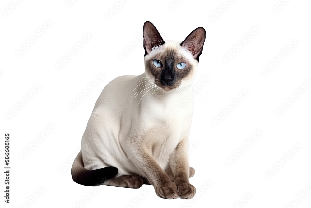 Siamese Oriental Cat On Isolated Transparent Background, png. Generative AI
