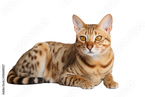 Ocicat Cat On Isolated Transparent Background, png. Generative AI photo