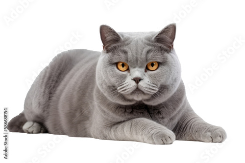 Scottish Straight Cat On Isolated Transparent Background, png. Generative AI