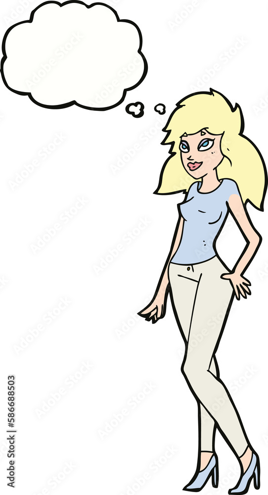 cartoon pretty woman with thought bubble cartoon pretty woman with thought bubble