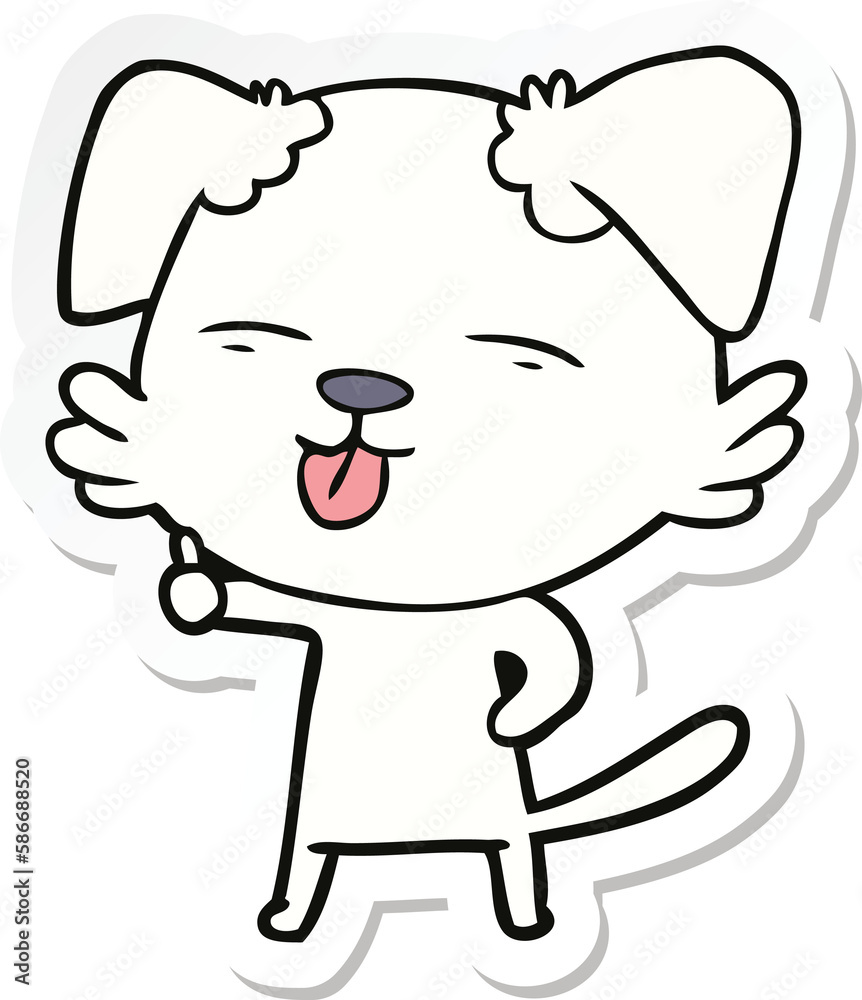 sticker of a cartoon dog sticking out tongue sticker of a cartoon dog sticking out tongue