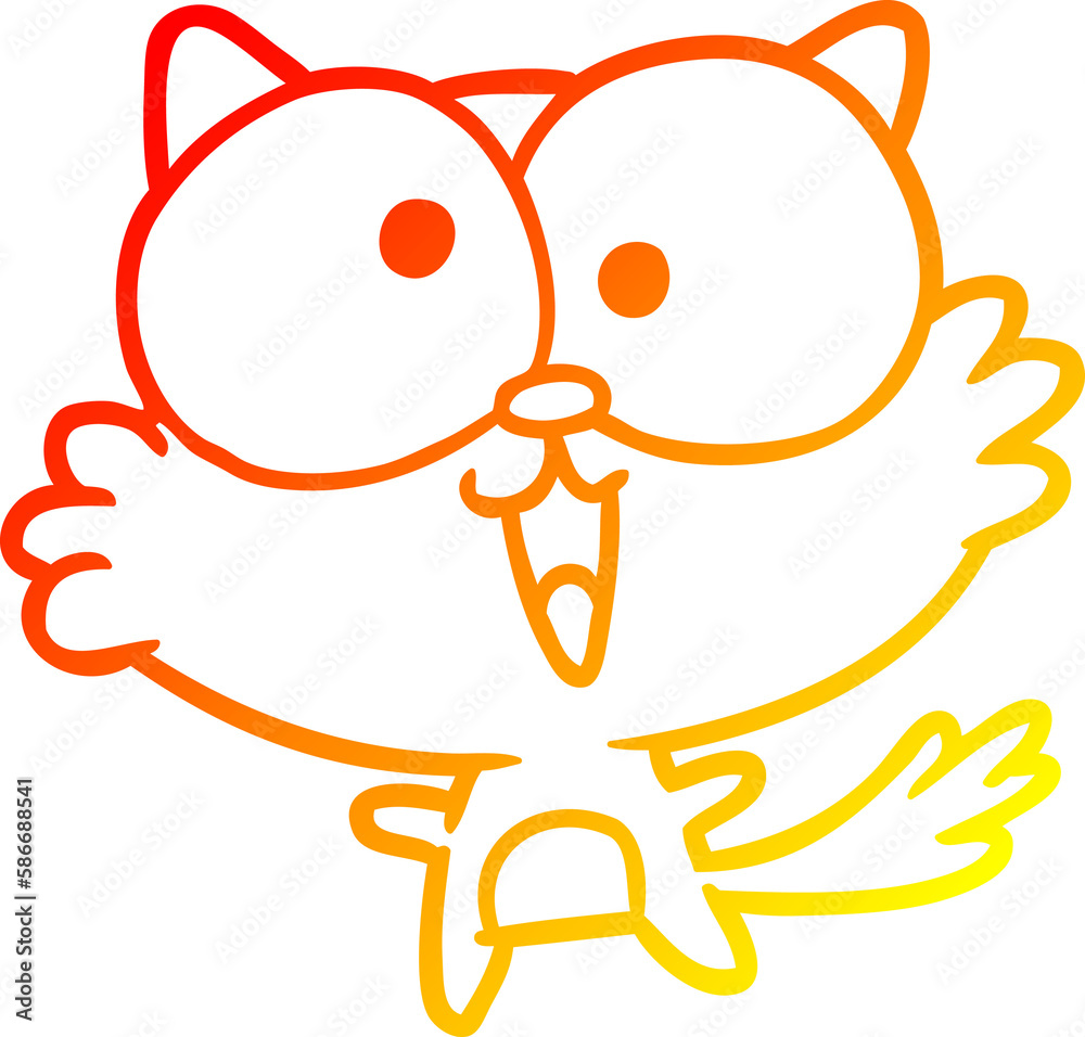 Obraz premium warm gradient line drawing cute crazy cat