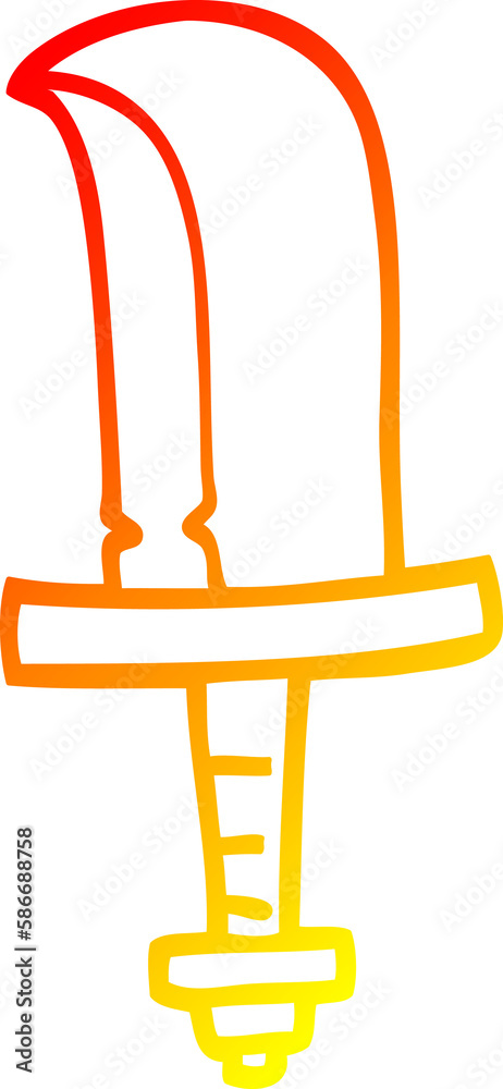 warm gradient line drawing cartoon old dagger warm gradient line drawing cartoon old dagger