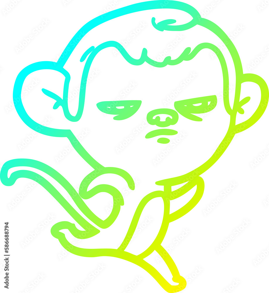 cold gradient line drawing cartoon monkey cold gradient line drawing cartoon monkey