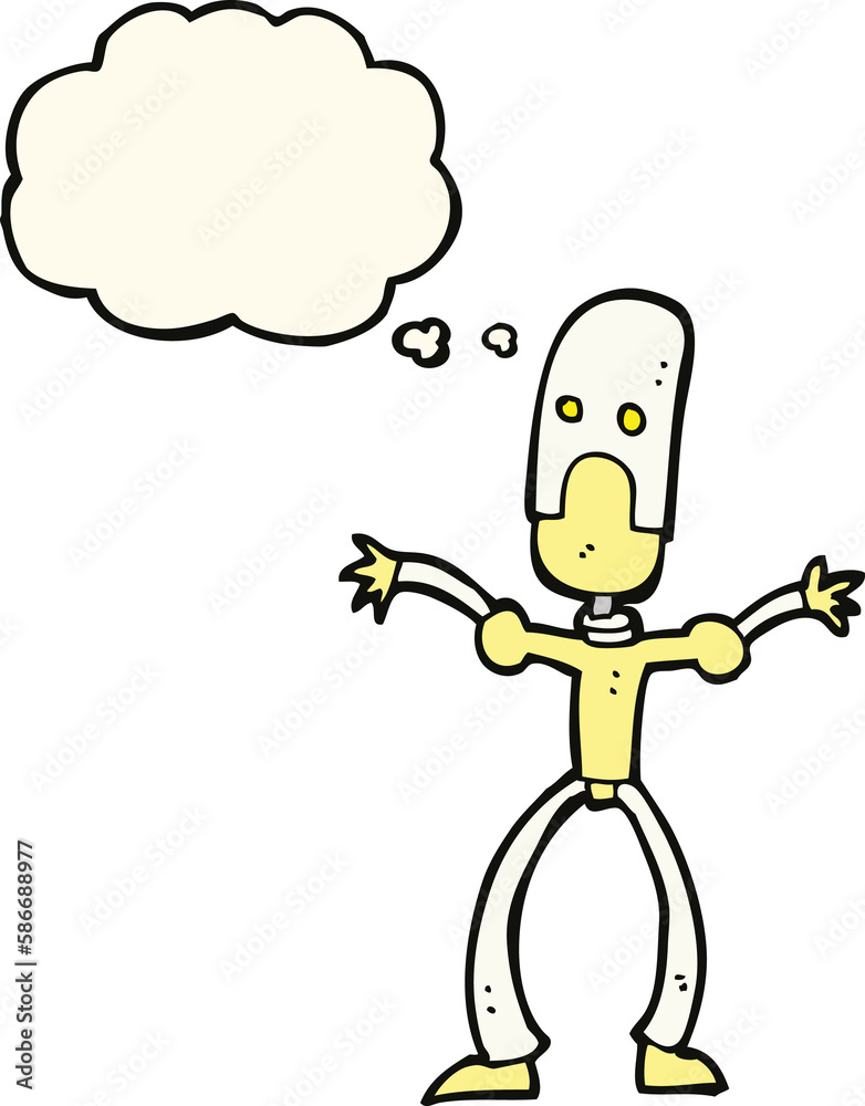 Fototapeta premium cartoon funny robot with thought bubble