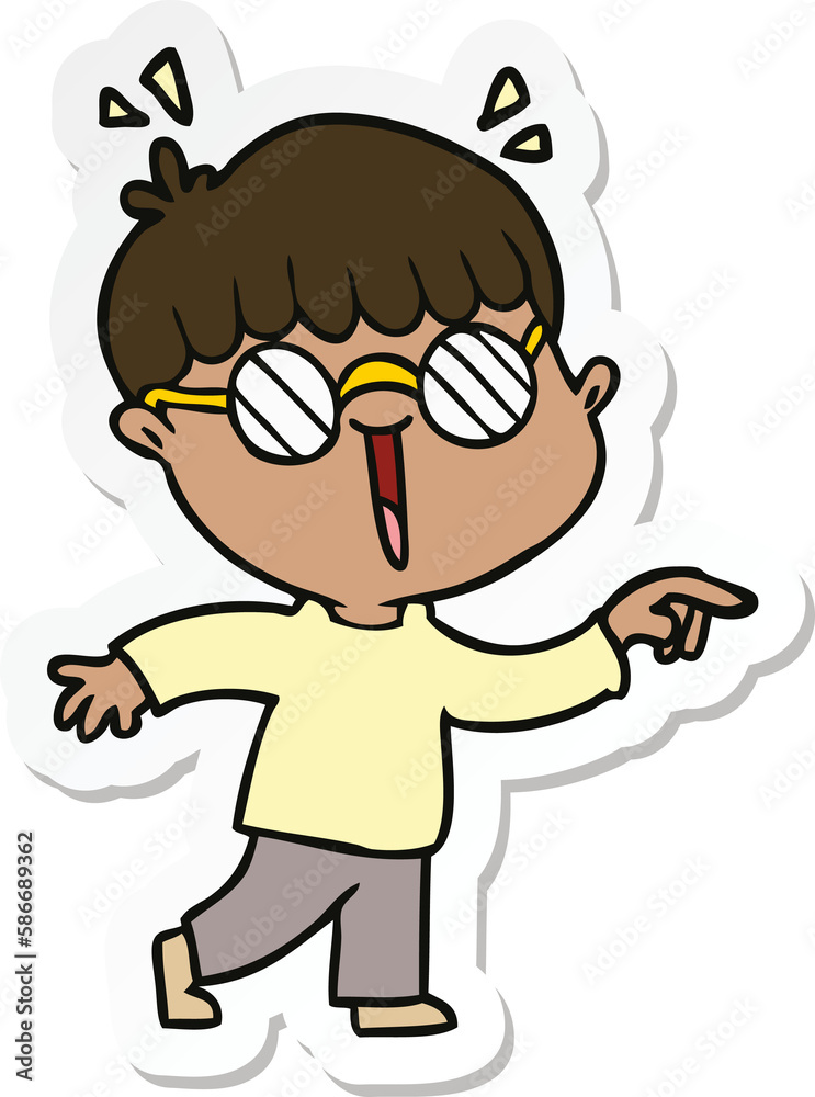 sticker of a cartoon boy wearing spectacles sticker of a cartoon boy wearing spectacles