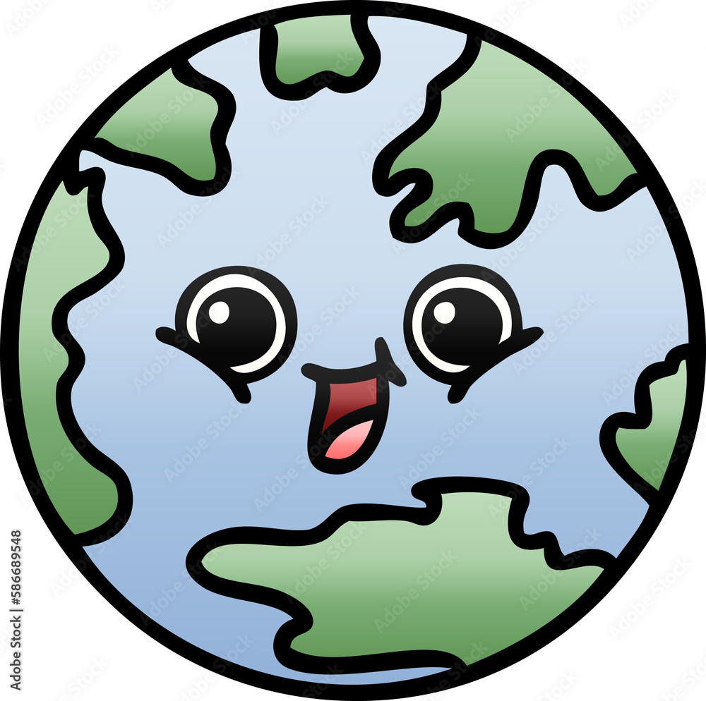 gradient shaded cartoon planet earth gradient shaded cartoon planet earth
