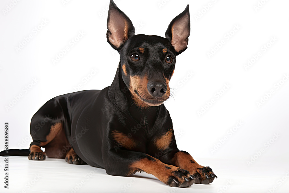 Manchester Terrier Dog On White Background. Generative AI