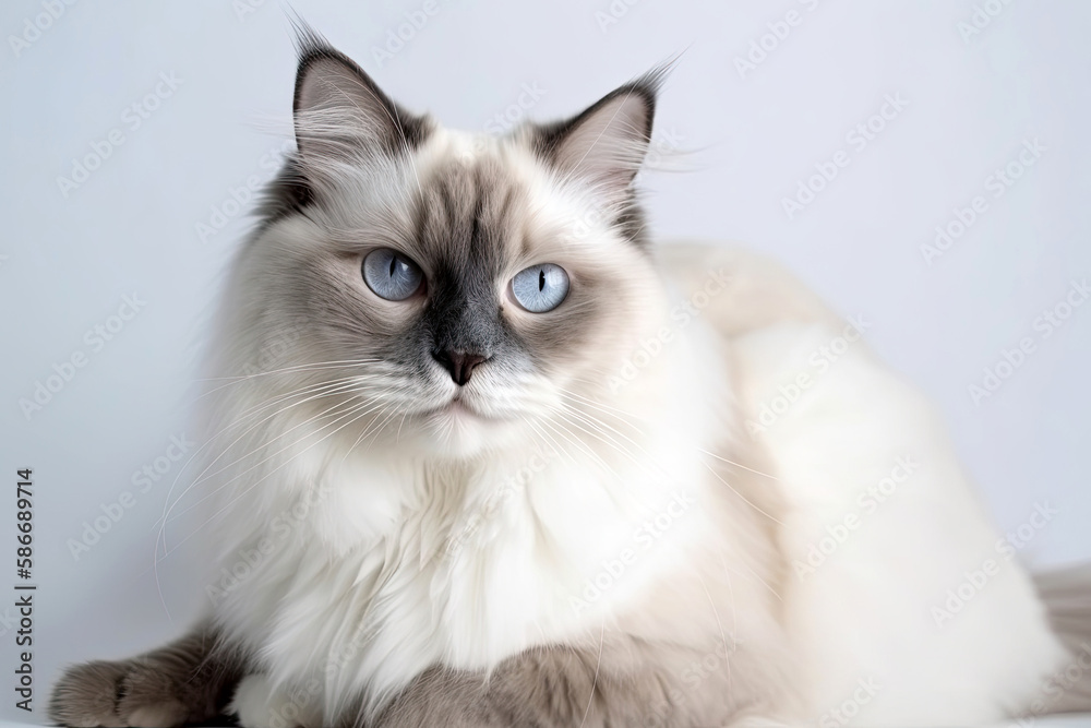 Ragdoll Cat On White Background. Generative AI