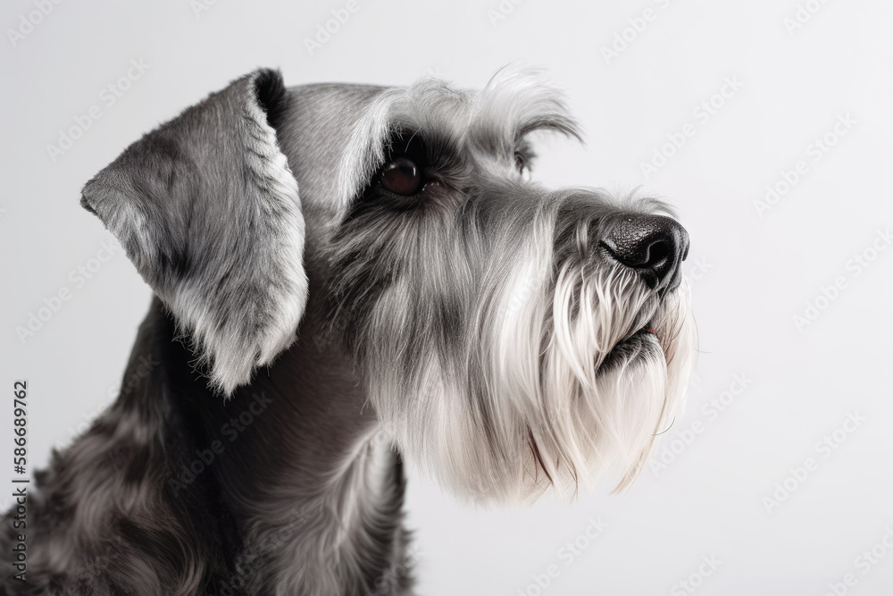Standard Schnauzer Dog On White Background. Generative AI