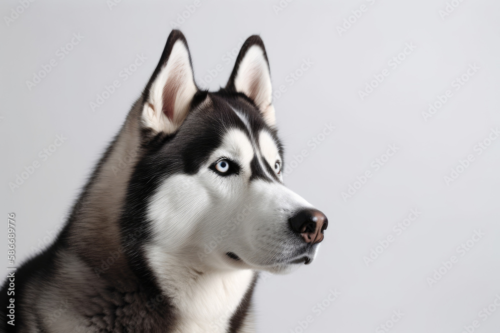 Siberian Husky Dog On White Background. Generative AI