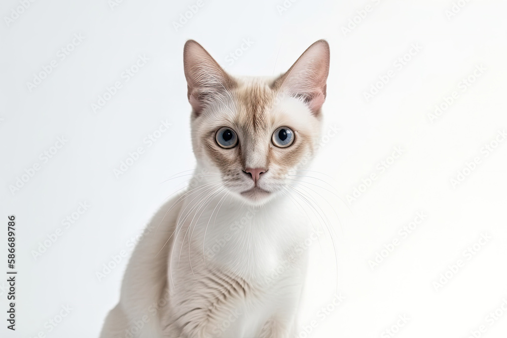 Thai Cat On White Background. Generative AI