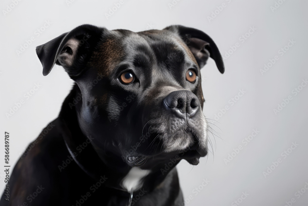 Staffordshire Bull Terrier Dog On White Background. Generative AI