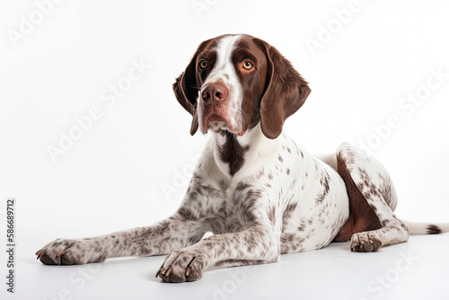 Pointer Dog On White Background. Generative AI