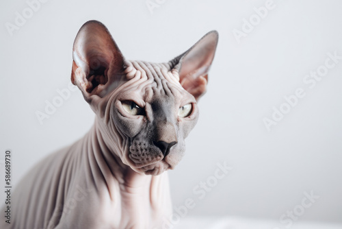 Sphynx Cat On White Background with copy space. Generative AI © Ян Заболотний