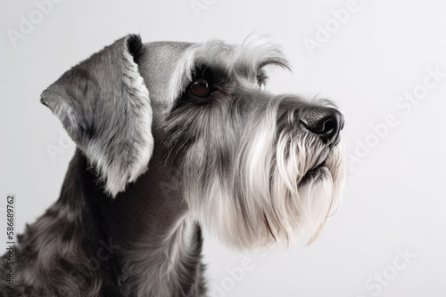 Standard Schnauzer Dog On White Background. Generative AI