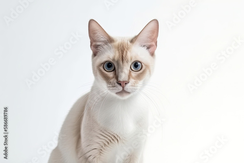 Thai Cat On White Background. Generative AI