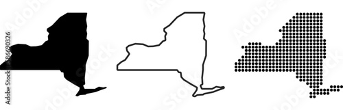New York state map contour. New York state map. Glyph and outline New York map. US state map. photo