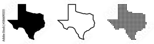 Texas map contour. Texas state map. Glyph and outline Texas map. US state map.