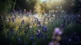 Wildflowers Lavender background. Generative AI