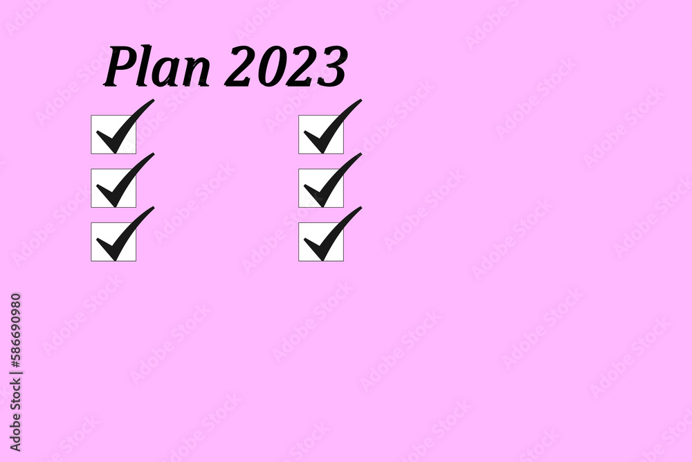 Plan notepad list concept for 2023. Business plan. The inscription 2023 in a notebook. 2023 Goal, plan, action checklist text on notepad