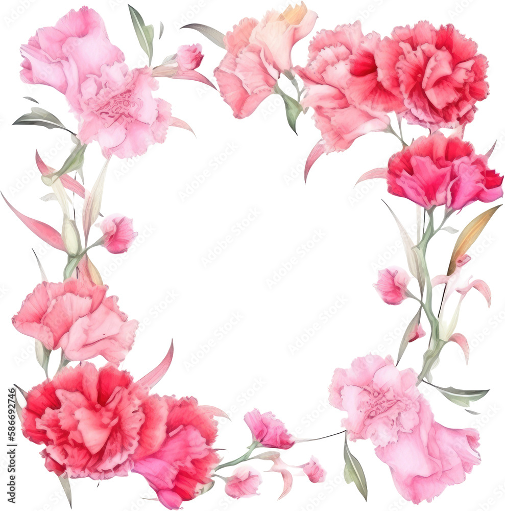 carnation flower frame watercolor