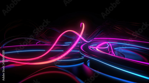 Bright neon line designed background. Generative Ai