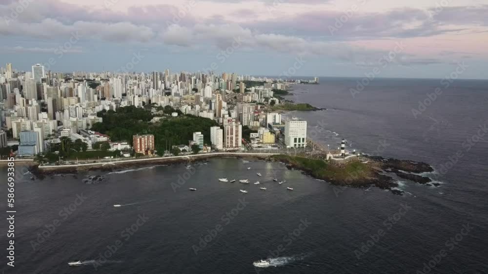 Farol da Barra Forte Santo Antônio Salvador Bahia Praia Mar Baía de Todos os Santos Nordeste Pôr do Sol Pedras Atlântico Barcos Histórico Turismo Turístico Ponto Férias Viajar Viagem Verão Carnaval