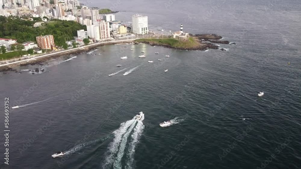 Farol da Barra Forte Santo Antônio Salvador Bahia Praia Mar Baía de Todos os Santos Nordeste Pôr do Sol Pedras Atlântico Barcos Histórico Turismo Turístico Ponto Férias Viajar Viagem Verão Carnaval