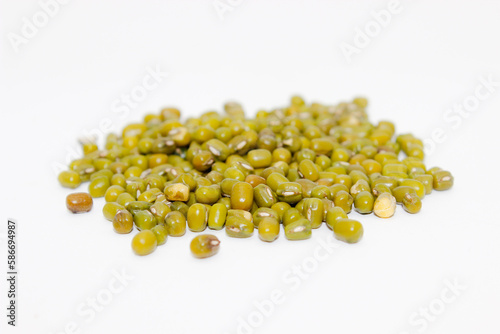 Mung Beans Lentil or Mung Daal isolated on White Background