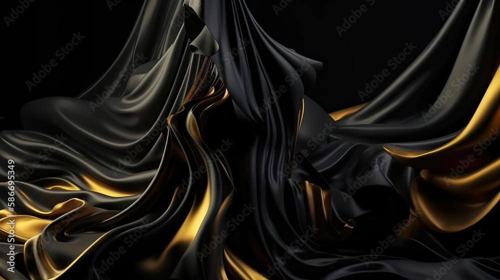 Realistic glossy black background. Generative Ai