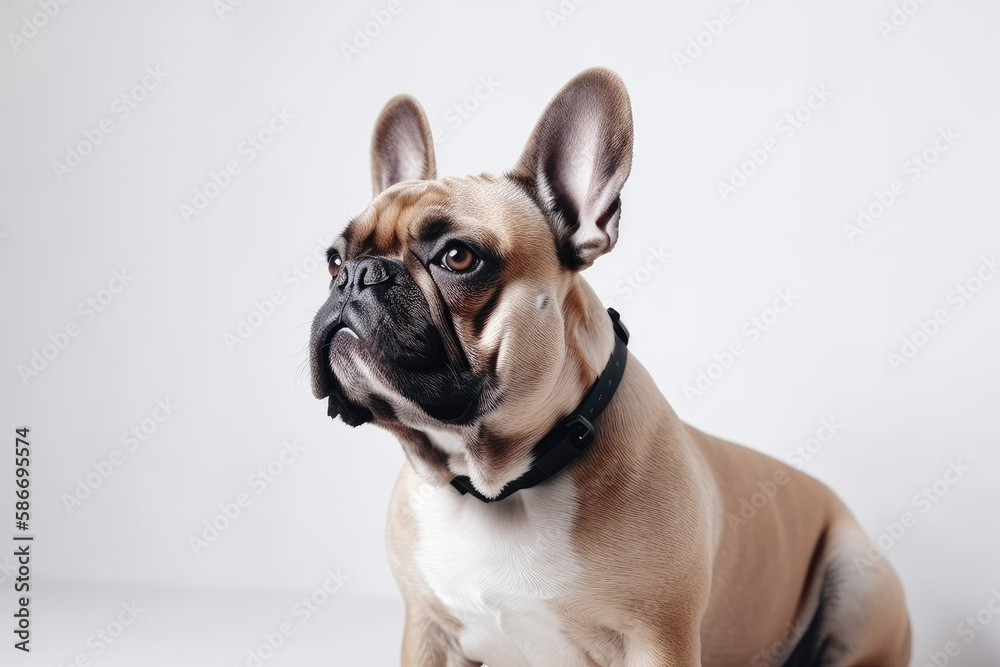 French Bulldog Dog On White Background. Copy space. Generative AI