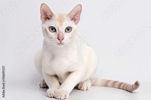 Colorpoint Shorthair Cat On White Background. Generative AI