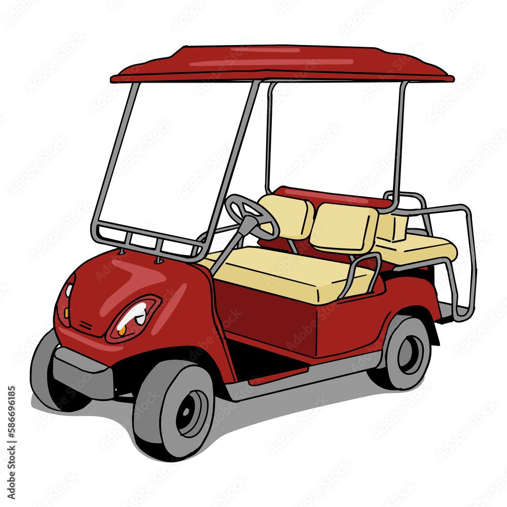 Golf cart pop art style PNG illustration with transparent background