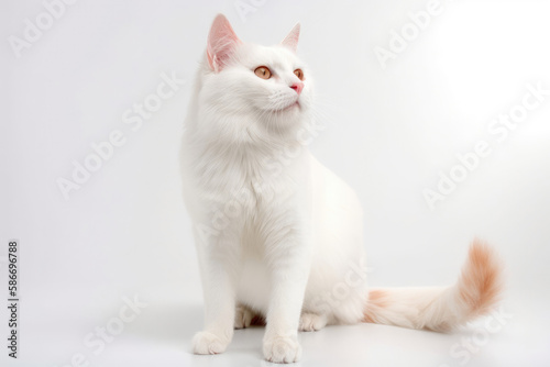 Minuet Cat On White Background. Generative AI photo