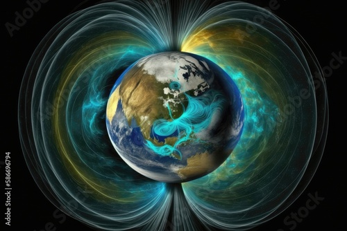 Movement Of The Earths Magnetic Field. Generative AI photo