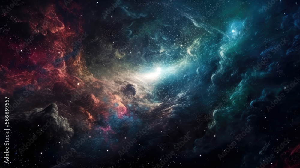 explosion of space, nebula, galaxy and stars background (created with Generative AI)